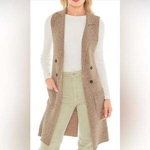 Love Tree Camel Brown Knit Duster Cardigan Open Front Vest Womens Size Small